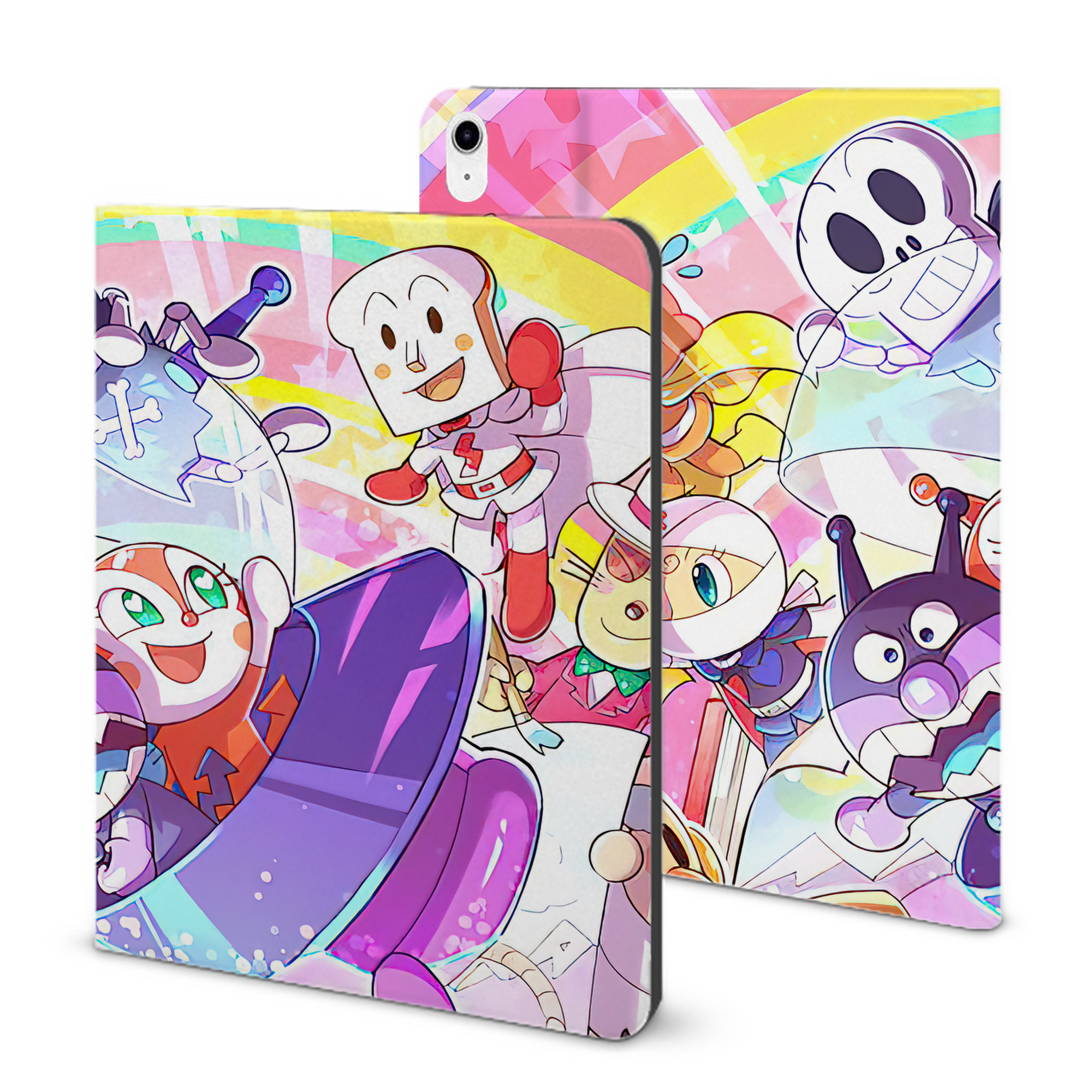 （画像用） アンパンマン Anpanman IPad ケース ブック型 PUレザー TPU 耐衝撃 軽量 薄型 ペン収納なし 全面保護 IPad 各モデル対応